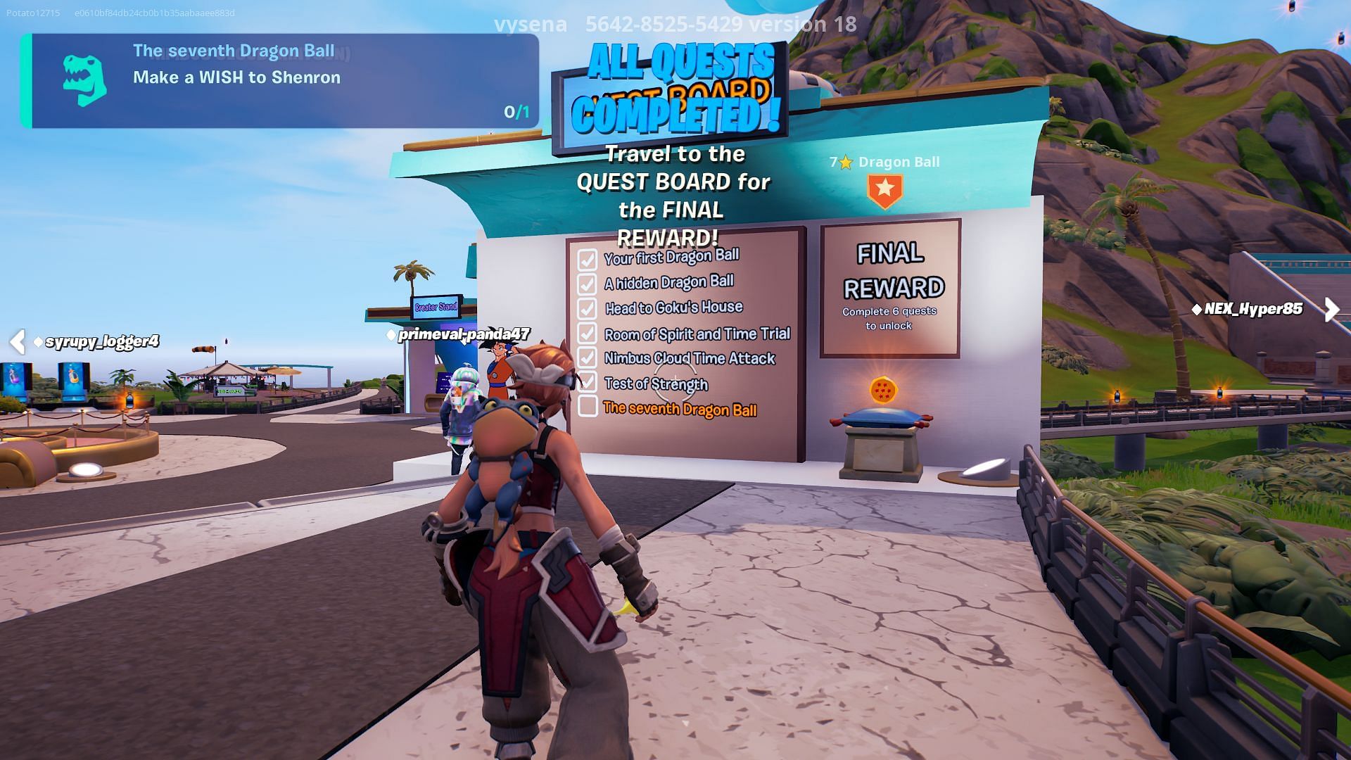 Collect the seventh Dragon Ball to have your wish fulfilled in Fortnite (Image via Epic Games/Fortnite)